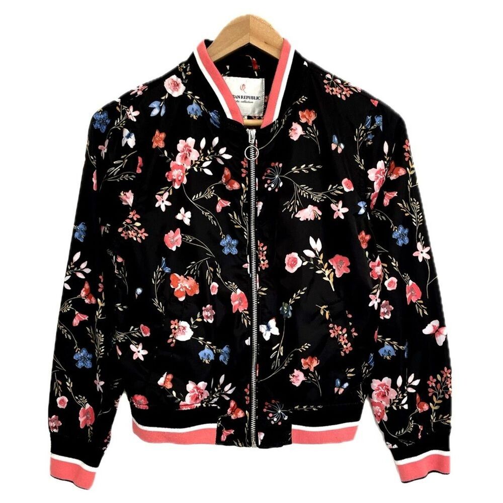 Urban Republic Sateen Jacket Big Girls Size 14 Large Floral Butterfly Zip Front